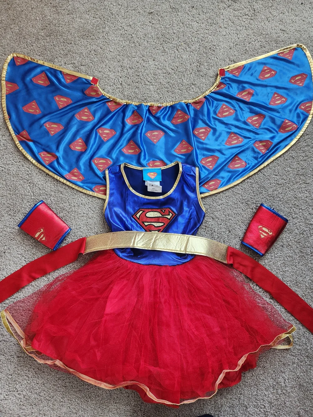 Supergirl Red & Blue Dress Halloween Costume w/ Cape - 4T / 5T